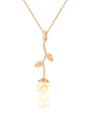 925 Ayar Rose Altın Kaplama Gümüş Gül Kolye