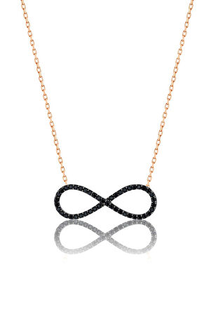 925 Ayar Siyah Taşlı Gümüş Sonsuzluk Kolye