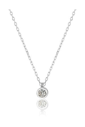 925 Ayar Gümüş Tek Taş Kolye