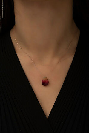 925 Ayar Rose Altın Kaplama Gümüş Damla Kolye