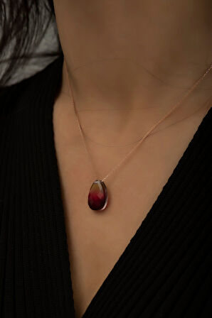 925 Ayar Rose Altın Kaplama Gümüş Damla Kolye