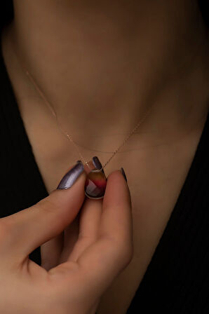 925 Ayar Rose Altın Kaplama Gümüş Damla Kolye