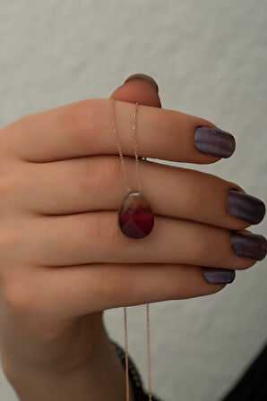 925 Ayar Rose Altın Kaplama Gümüş Damla Kolye