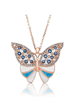 925 Ayar Mineli Gümüş Kelebek Kolye