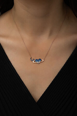 Kadın Kolye Rose Gold Kaplama 925 Ayar Gümüş