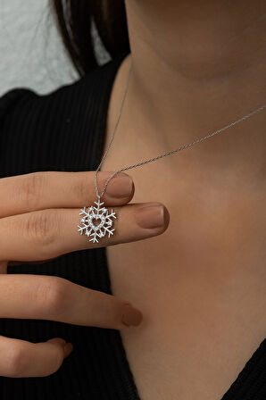 Kalpli Kartanesi Kolye Nano Zirkon Taşlı Rodyum Kaplama 925 Ayar Gümüş, Uvps100498