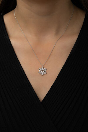 Kalpli Kartanesi Kolye Nano Zirkon Taşlı Rodyum Kaplama 925 Ayar Gümüş, Uvps100498