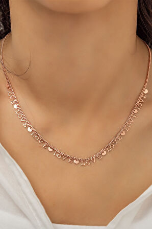 925 Ayar Sıralı Love Yazılı Gümüş Aşk Kolye