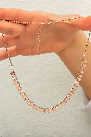 925 Ayar Gümüş Sıralı Oval Pul Kolye