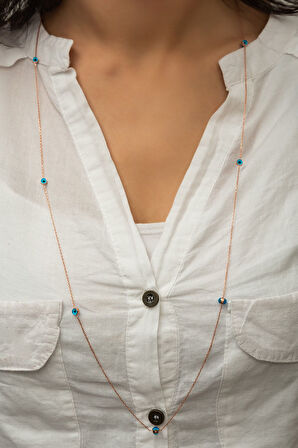 Kadın Kolyesi 925 Ayar Gümüş Mavi Cam Göz