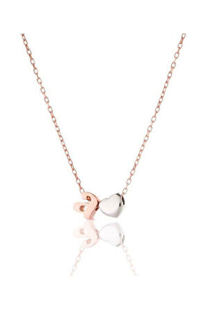 Kadın 925 Ayar Gümüş Üç Boyutlu A Harfi Kalp Kolye