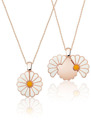 925 Ayar Rose Altın Kaplama Açılan Papatya Gümüş Kolye