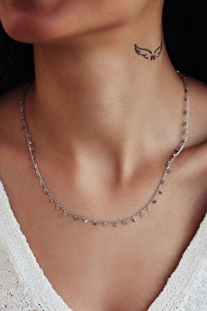 925 Ayar Rodyum Kaplama Sıralı Gümüş Pul Kolye