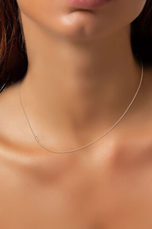 E Harfi Asimetrik Zincir Kolye Rose Altın Kaplama 925 Ayar Gümüş