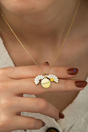 925 Ayar Gümüş Açılır Kapanır Bitanem Yazılı Papatya Kolye Parfüm Hediyeli