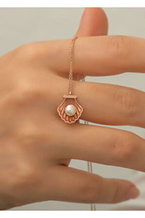 925 Ayar Gümüş Incili Istiridye Kolye