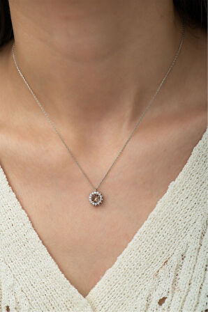 925 Ayar Renk Değiştiren Diaspor Taşlı Gümüş Kolye