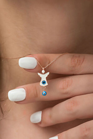 925 Ayar Rose Altın Kaplama Mineli Gümüş Melek Kadın Kolye