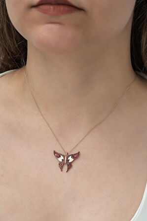 925 Ayar Zirkon Taşlı Gümüş Kelebek Kolye