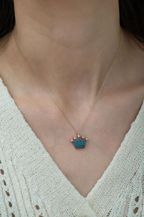 925 Ayar Taşlı Kraliçe Tacı Gümüş Kolye