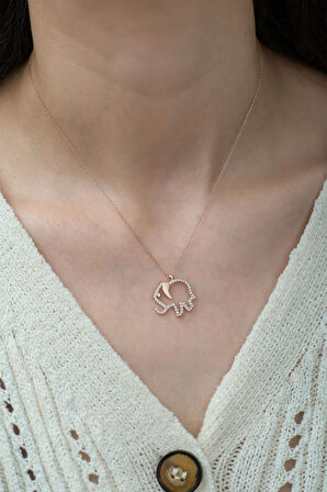 925 Ayar Zirkon Taşlı Gümüş Fil Kolye