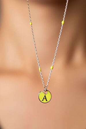 925 Ayar Mineli A Harfi Gümüş Kolye