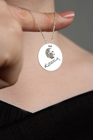 Kadın Atatürk İmzalı 925 Ayar Gümüş Kolye