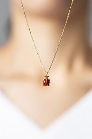 Kadın Uğur Böceği Model 925 Ayar Gümüş Kolye