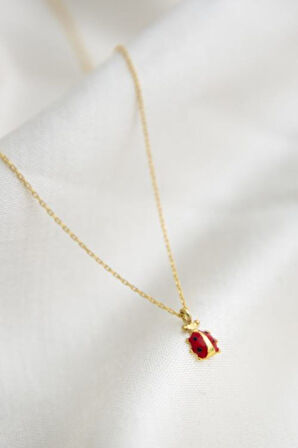 Kadın Uğur Böceği Model 925 Ayar Gümüş Kolye