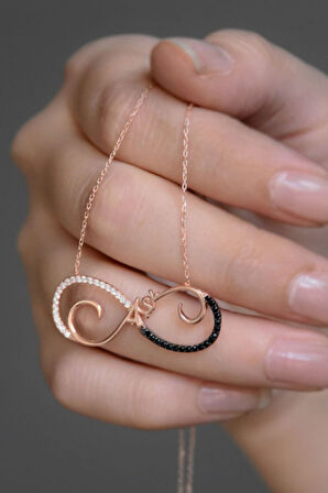 925 Ayar Gümüş Rose Kaplama Sonsuzluk Aşk Kolye