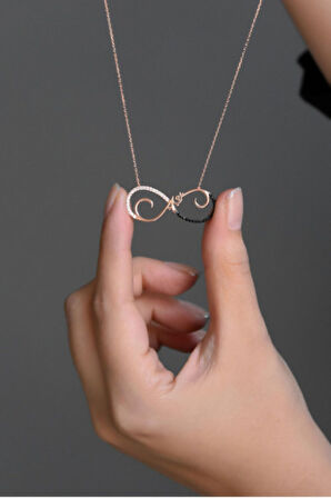 925 Ayar Gümüş Rose Kaplama Sonsuzluk Aşk Kolye