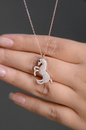 925 Ayar Gümüş At Kolye