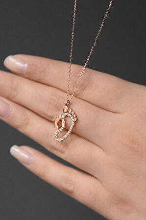 925 Ayar Gümüş Rose Kaplama Ilk Adım Kolye