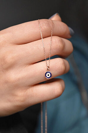 925 Ayar Rose Altın Kaplama Gümüş Nazar Kolye