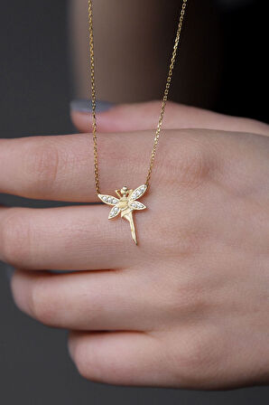 925 Ayar Altın Kaplama Melek Gümüş Kolye