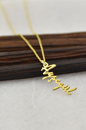 925 Ayar Gümüş Altın Kaplama Isim Kolye