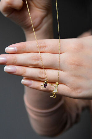 925 Ayar Kadın Anne Ve Kız Çocuk Model Altın Kaplama Gümüş Kolye