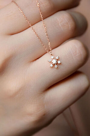 925 Ayar Rose Altın Kaplama Kartanesi Gümüş Kolye