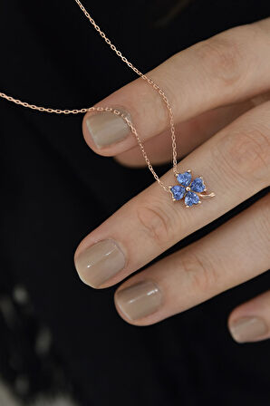 925 Ayar Gümüş Tanzanit Yonca Kolye