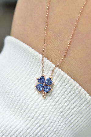 925 Ayar Gümüş Tanzanit Yonca Kolye