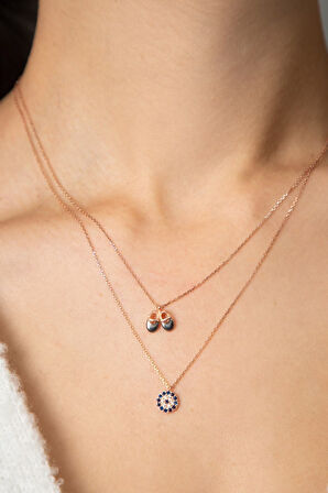 Kadın Asansörlü Papuç Nazar Model 925 Ayar Gümüş Kolye