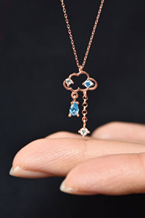 925 Ayar Gümüş Rose Kaplama Yağmur Bulutu Kolye