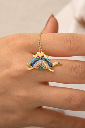 925 Ayar Gümüş Altın Kaplama Kaplumbağa Kolye