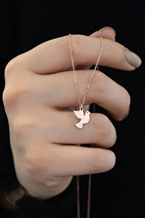 25 Ayar Gümüş Rose Altın Kaplama Güvercin Kolye