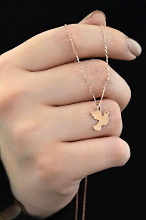 25 Ayar Gümüş Rose Altın Kaplama Güvercin Kolye