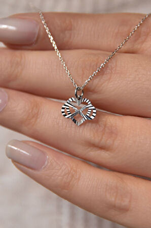 925 Ayar Gümüş Rodyum Kaplama Kristal Kesim Kalp Sonsuzluk Kadın Kolye