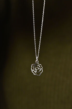 925 Ayar Gümüş Rodyum Kaplama Kristal Kesim Gül Kadın Kolye