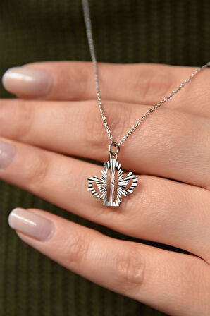 925 Ayar Gümüş Rodyum Kaplama Kristal Kesim Kaktüs Kadın Kolye