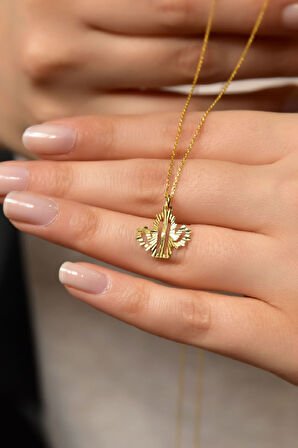 925 Ayar Gümüş Altın Kaplama Kristal Kesim Kaktüs Kadın Kolye