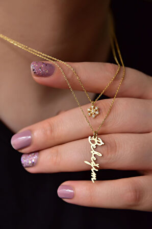 925 Ayar Gümüş Altın Kaplama Kartanesi Ve Bebeğim Yazılı Asansörlü Kolye